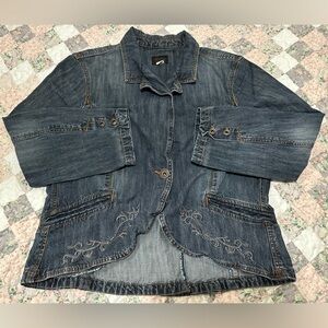 Riders Copper Collection Women’s Embroidered Western Boho Denim Blazer Jacket